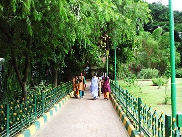Jogging track in landscaped garden